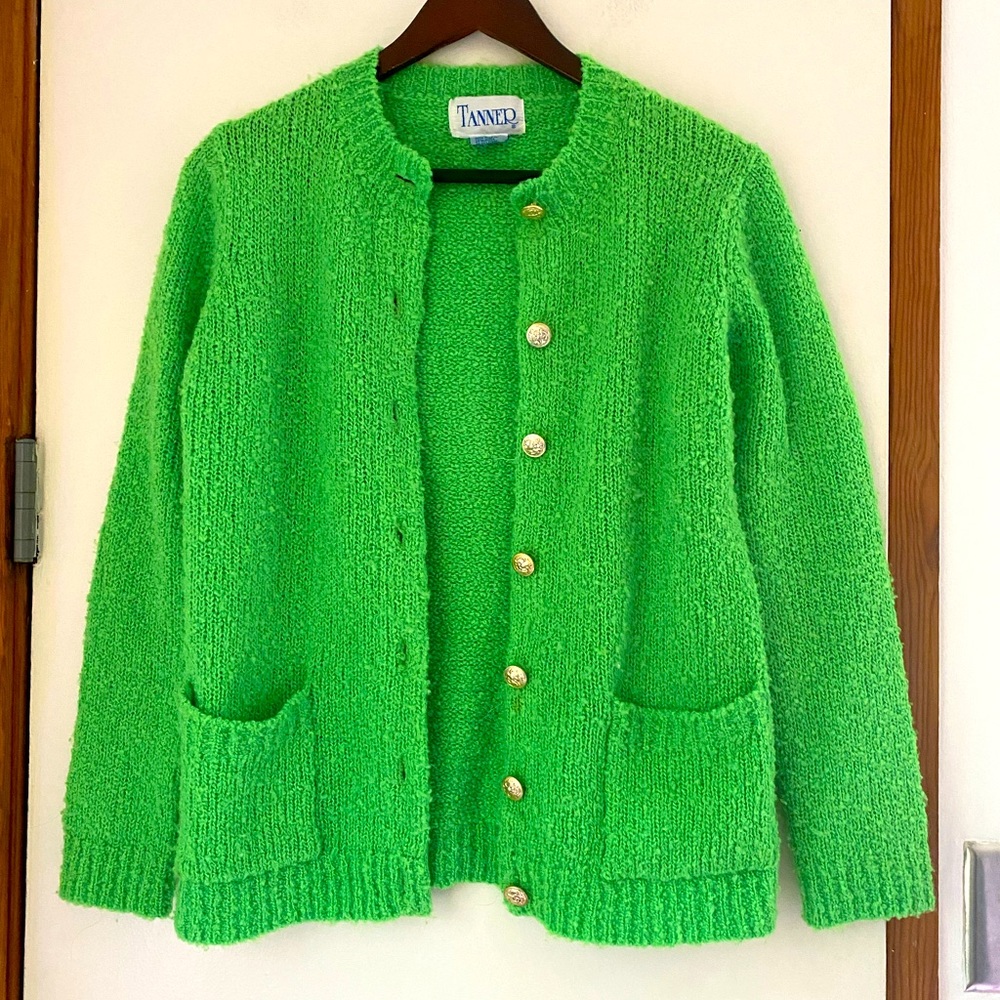Vintage brat lime green cardigan sweater